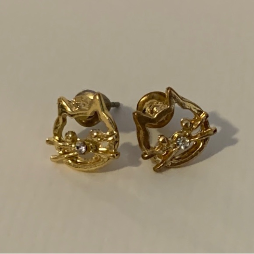 Cute Kitty Cat Gold Stud Earrings